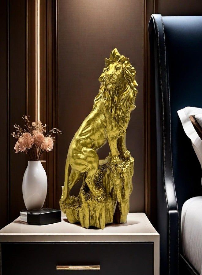 SHTWX Strong Lion Statue Figurine Sculpture Resin Collectible Gifts for Lion Lover Office Home Decor Desk Accessories Decoration Garden Figurines Outdoor Decor Gold - Image 5
